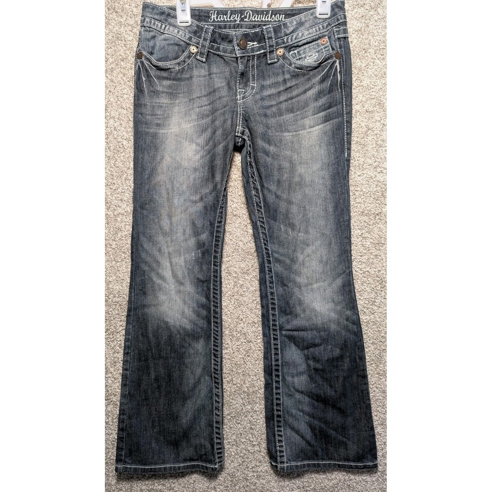 Harley-Davidson‎ Boot Cut Flare Size 6 Petite Womens Blue Jeans